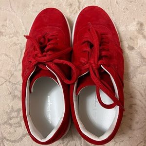 Fasano suede platform sneakers with embossed gancio logo